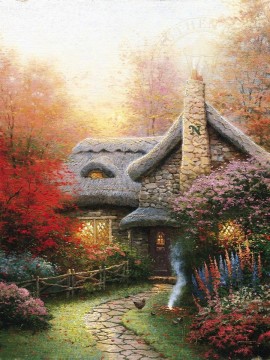 messenger autumn Painting - Autumn At Ashley Cottage Thomas Kinkade